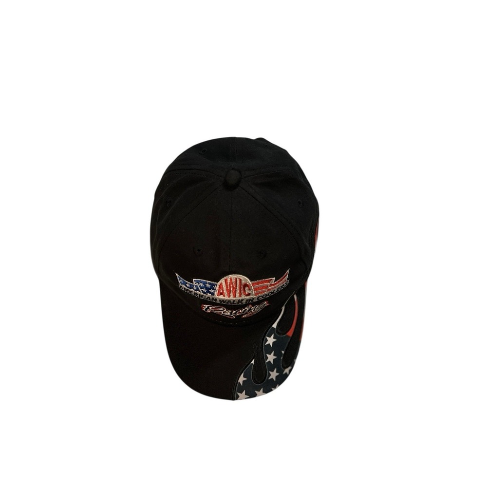 AWIC American Walk In Coolers Hat Cap Strap Back Black Racing USA Flame Mens - Picture 2 of 7